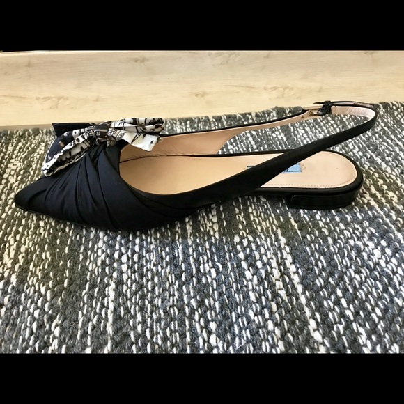 Prada Slingback Flat with Bow, Black, New - Picture 7 of 8